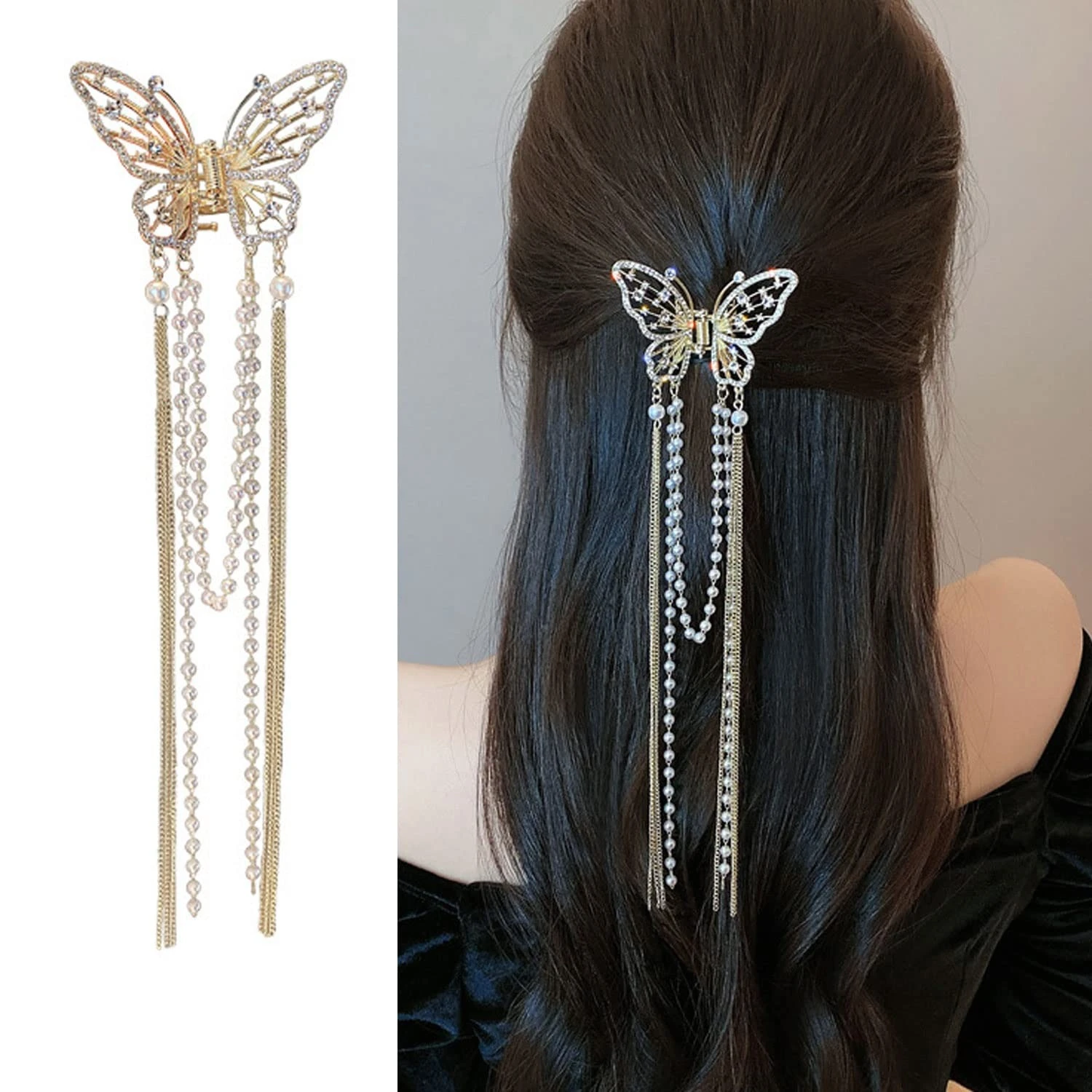 Metal Hair Claw Clip Gold Rose Wedding Hair Clip For Women 1pcs Golden color Metal