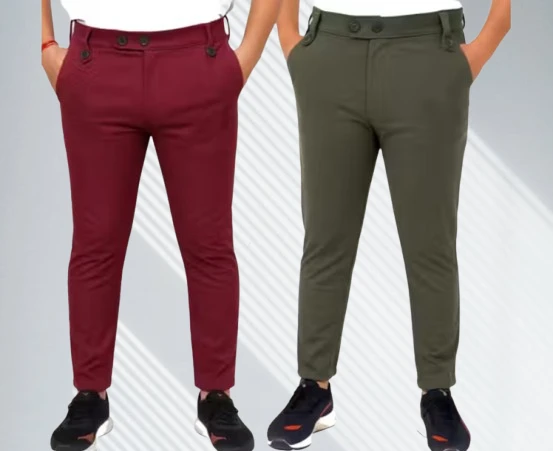 Man and women lower track pants and casual wear formal pants ( wine and olive colour combo )
