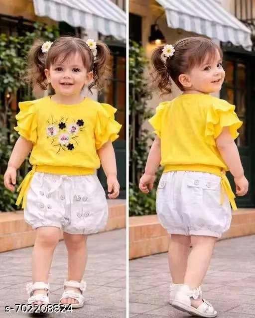 Girl stylish short's dress set 2 piece top and short