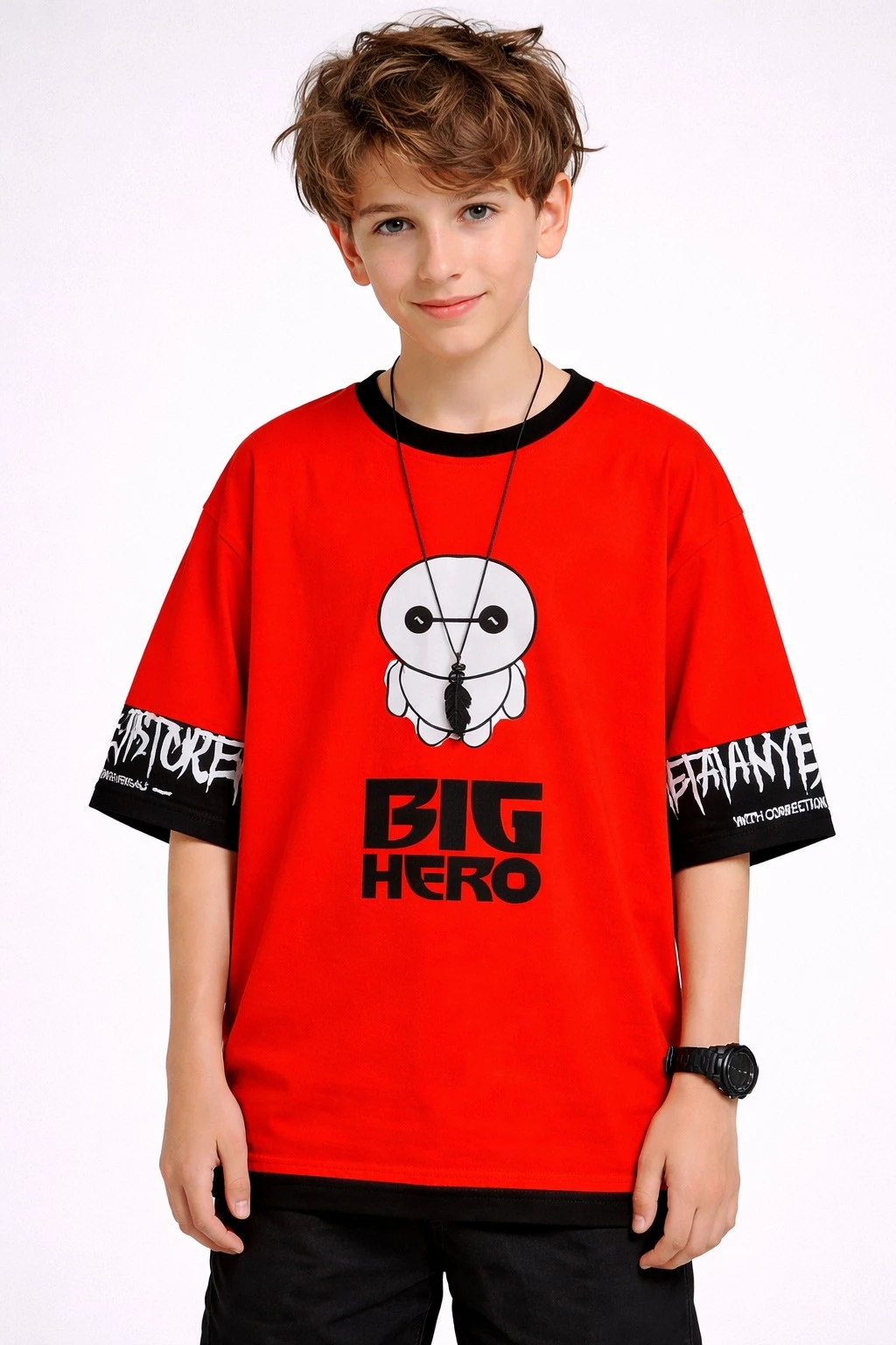 Kids Comfortable Printed Loose Fit Three-Quarter Sleeve T-Shirt for Boys & Girls (Soft Cotton Blend Fabric, Casual Daily Wear)