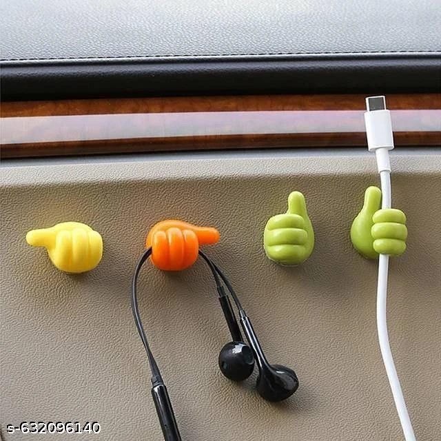 10 Pieces Silicone Hand Shape Cable Holder | Strong Adhesive Wire Organizer Clips | Flexible & Durable Charger & Earphone Cable Management Hook for Car, Home & Office