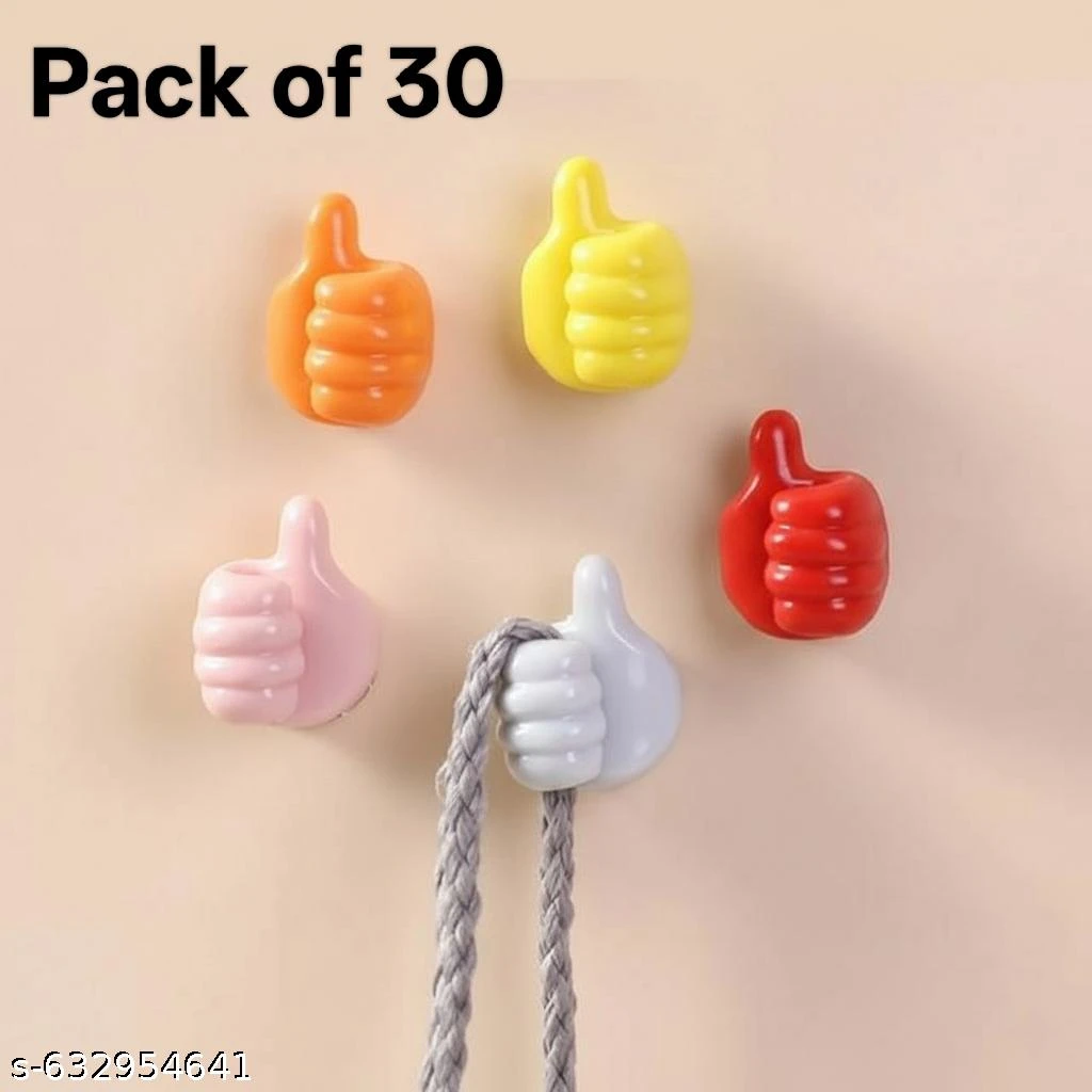Pack of 30 Multi-Color Hand-Shaped Adhesive Cable Holder Clips | Strong Grip Wire & Earphone Organizer | Multipurpose Sticky Hooks for Charging Cables, USB Wires, Keys, Home, Office & Car