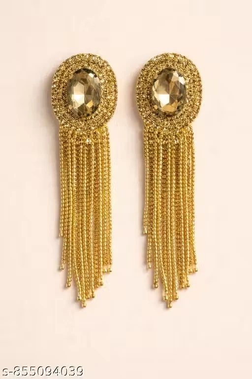 Golden Glam Statement Tassel Earrings