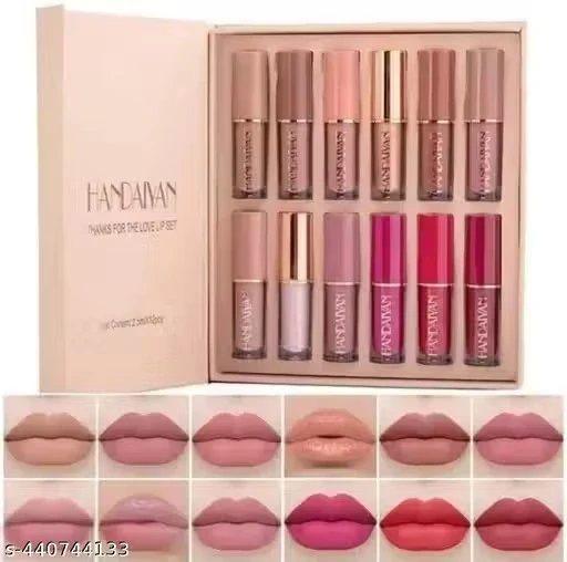 Velvet Matte Liquid Lipstick Set, Waterproof Long Lasting Quick drying Non-Stick Cup NudeLip Stain Kit, Up to 24H Wear, Professional Lip Makeup Gift Kit for Women (2.5ml x 12)
