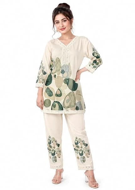 Women’s Printed Co-Ord Set | Sleeveless Floral Kurta with Straight Pant