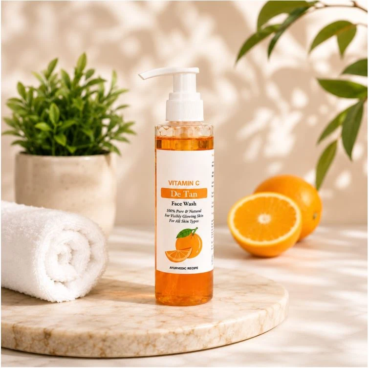 B INIK Vitamin C De Tan Face Wash, Gel Form, Mix Fruit Scent, for All Skin Types, Paraben Free, 200ml