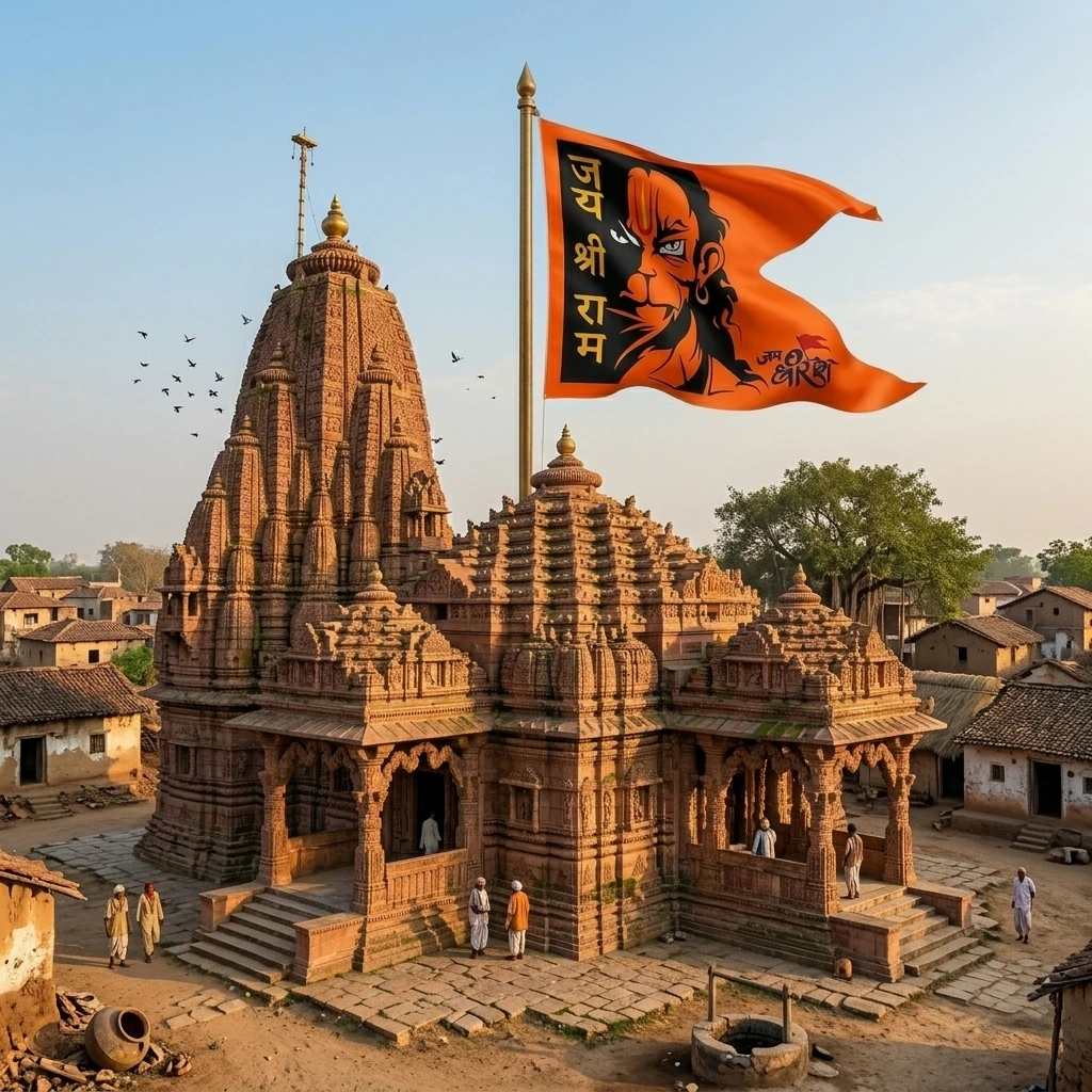GEJUFF Hanuman Flag for Home & Temple | Saffron Bajrangbali Pataka | Bhagwa Dhwaj | Jai Shri Ram Kesari Jhanda | Hanuman Ji Dhwaja for Bike, Car, Office & Religious Decoration | 30x45, 40x60 & 60x90 Inch