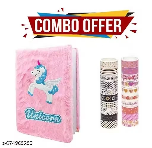 Unicorn Fur diary&20 Rolls Washi Tape Colorful Multi Style Design, Decorative Tapes for Arts, DIY Crafts, Bullet Journals, Planners, Gift Wrapping (Set of 20, Multicolor)