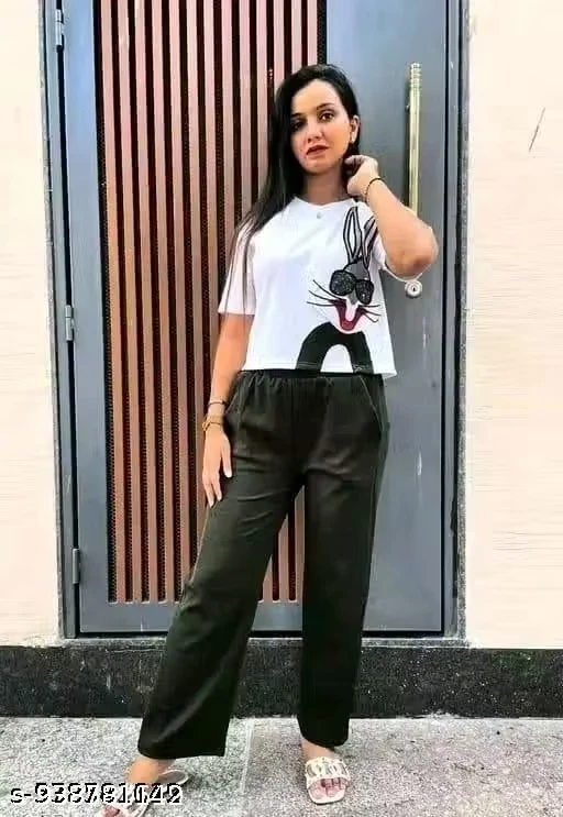 Women Printed Co-ord Set | Casual T-Shirt and Palazzo Pant Set for Women | Stylish Daily Wear Lounge Set