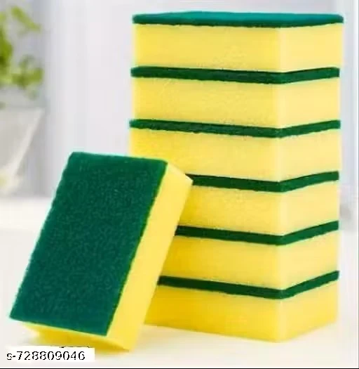 Avika kitchen Sponge Scrubber - Dual-Sided Non-Scratch, Biodegradable Kitchen Cleaning Sponge Pad (Pack of 6) - Abrasive Scrub Pad for Dishwashing, Household Cleaning & Scrubbing