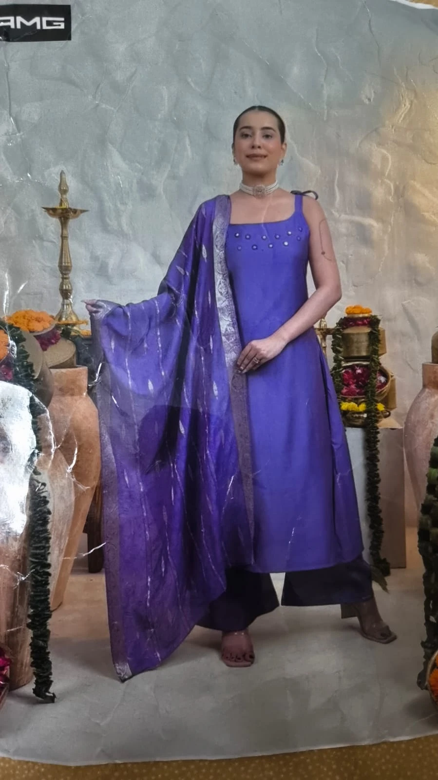 Purple Ethnic Suit Set with Dupatta for Women