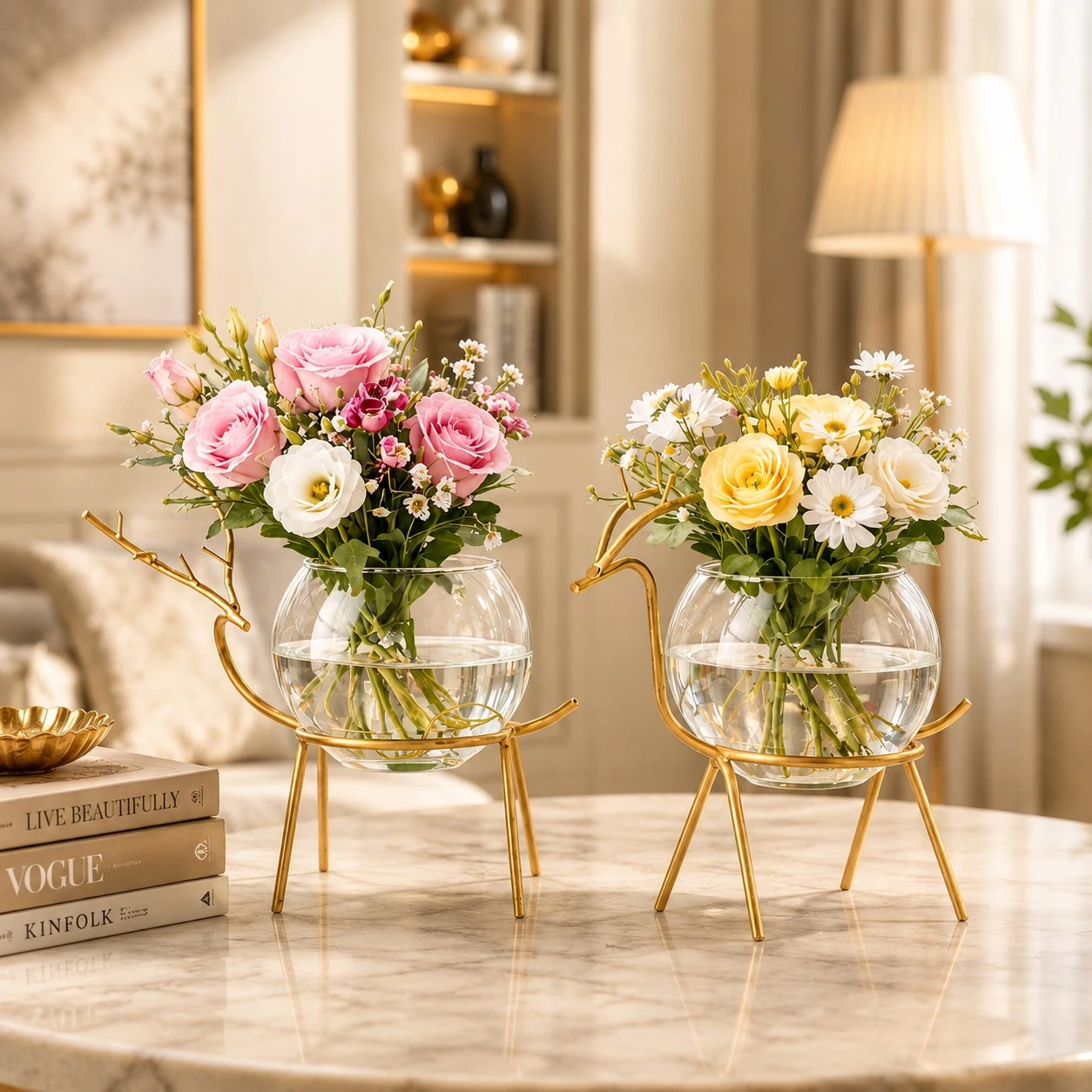 Glass Flower Vase for Home Decor | 12 Inch Cylindrical Clear Vase | Modern Table Centerpiece Vase for Living Room, Dining Table & Office