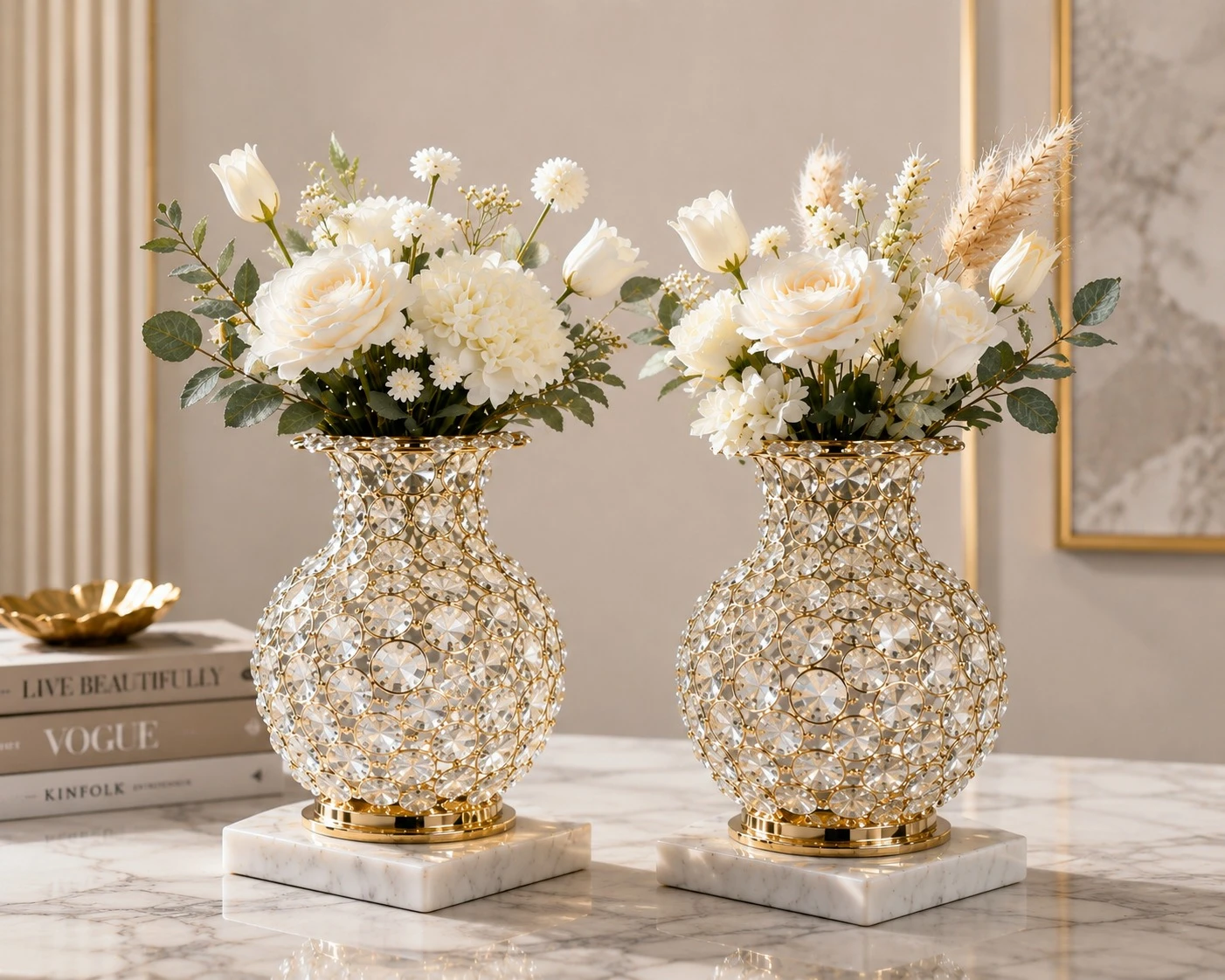 Glass Flower Vase for Home Decor | 12 Inch Cylindrical Clear Vase | Modern Table Centerpiece Vase for Living Room, Dining Table & Office