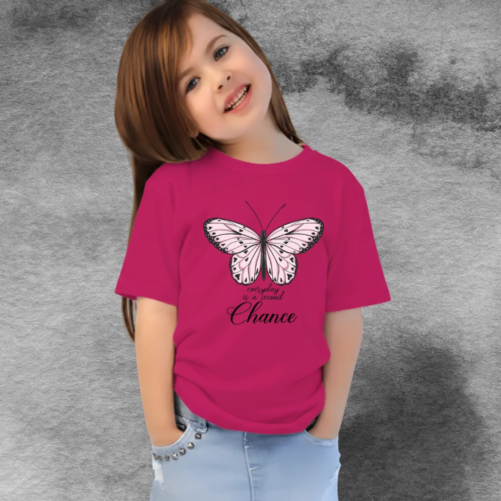 Girls Butterfly Print Pink Cotton T-Shirt | Stylish Casual Wear for Kids