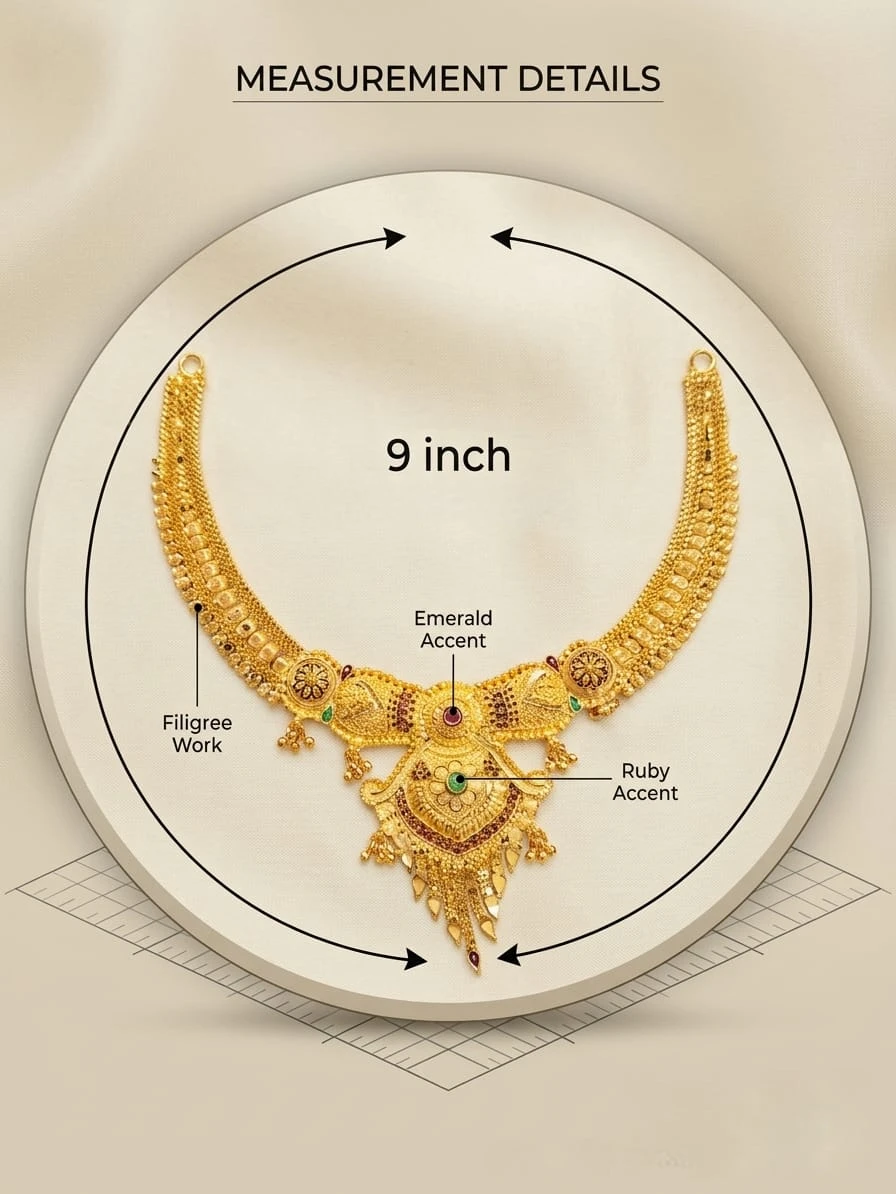 One gram gold jewellery set with matching earrings