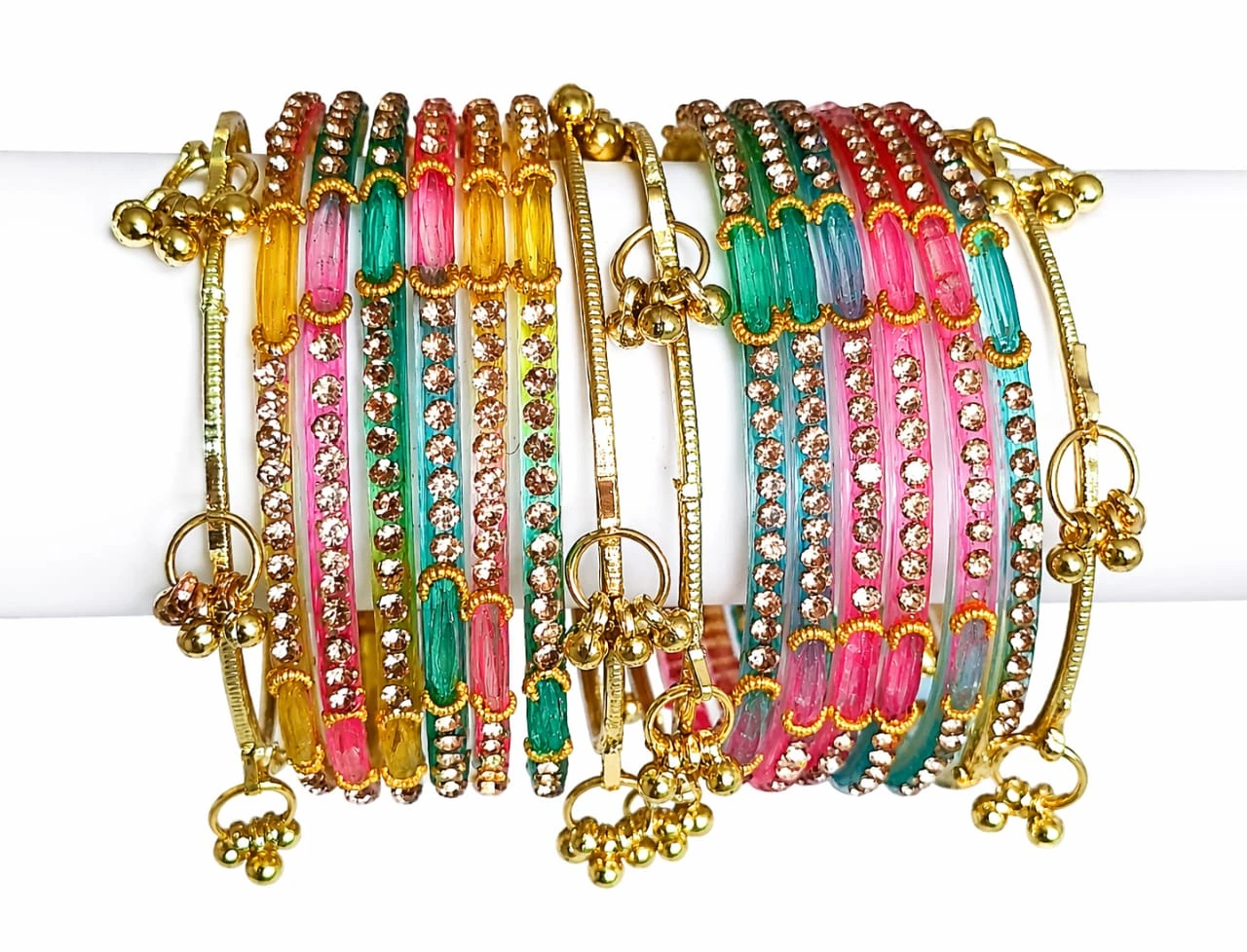 Premium Multicolor Stone Bangles Set for Women