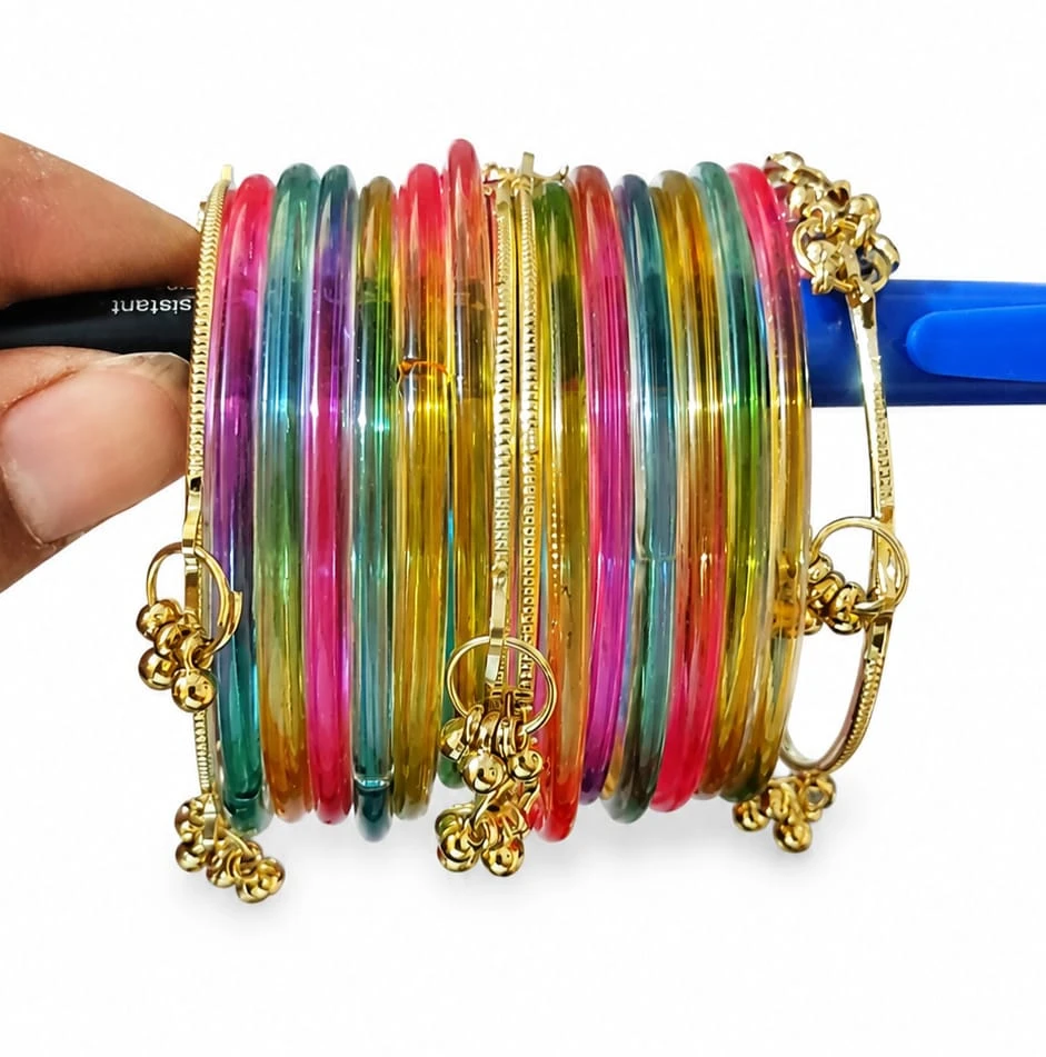 Premium Multicolor Transparent Bangles Set for Women