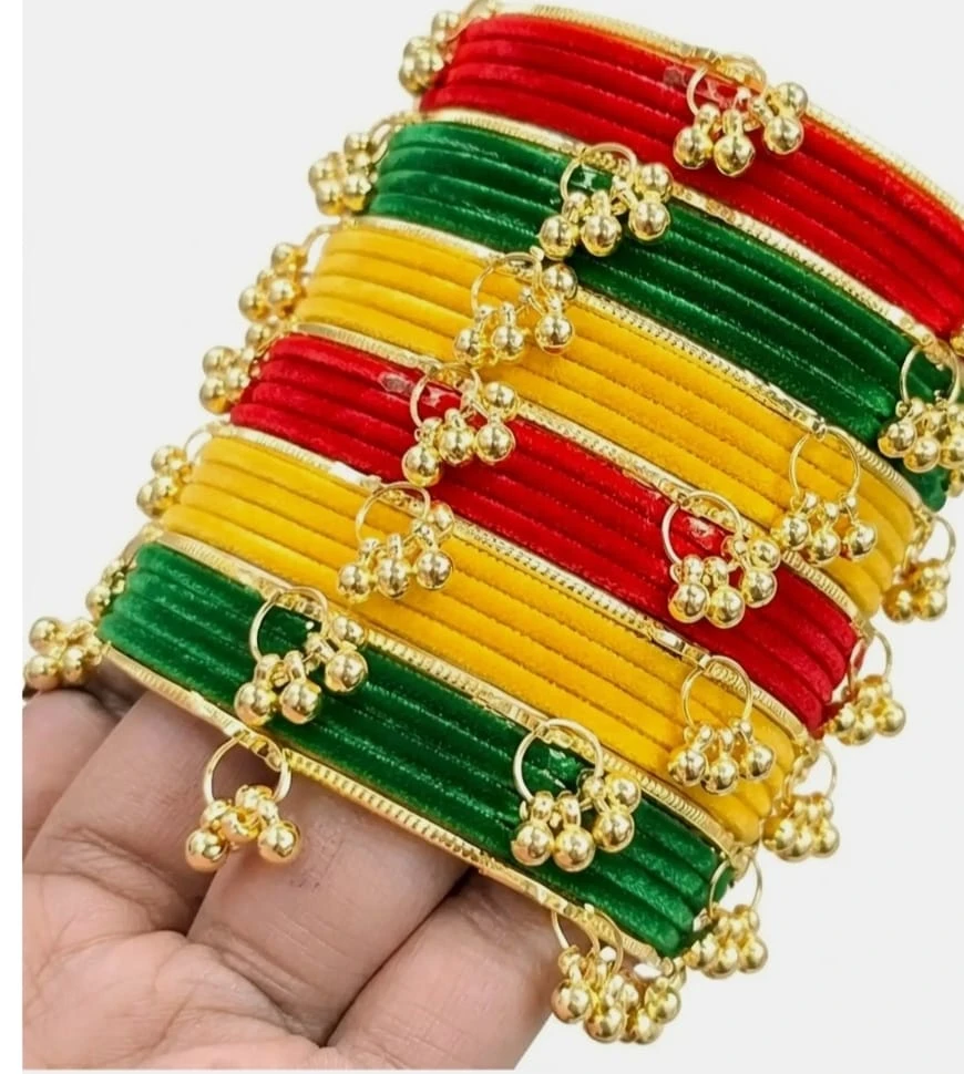 Premium Silk Thread Multicolor Bangles Set for Women