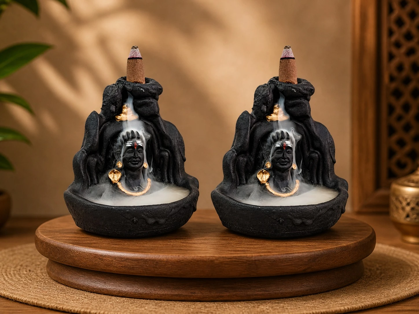 Set of 2 Divine Shiva Backflow Incense Burners - Meditative Home Decor