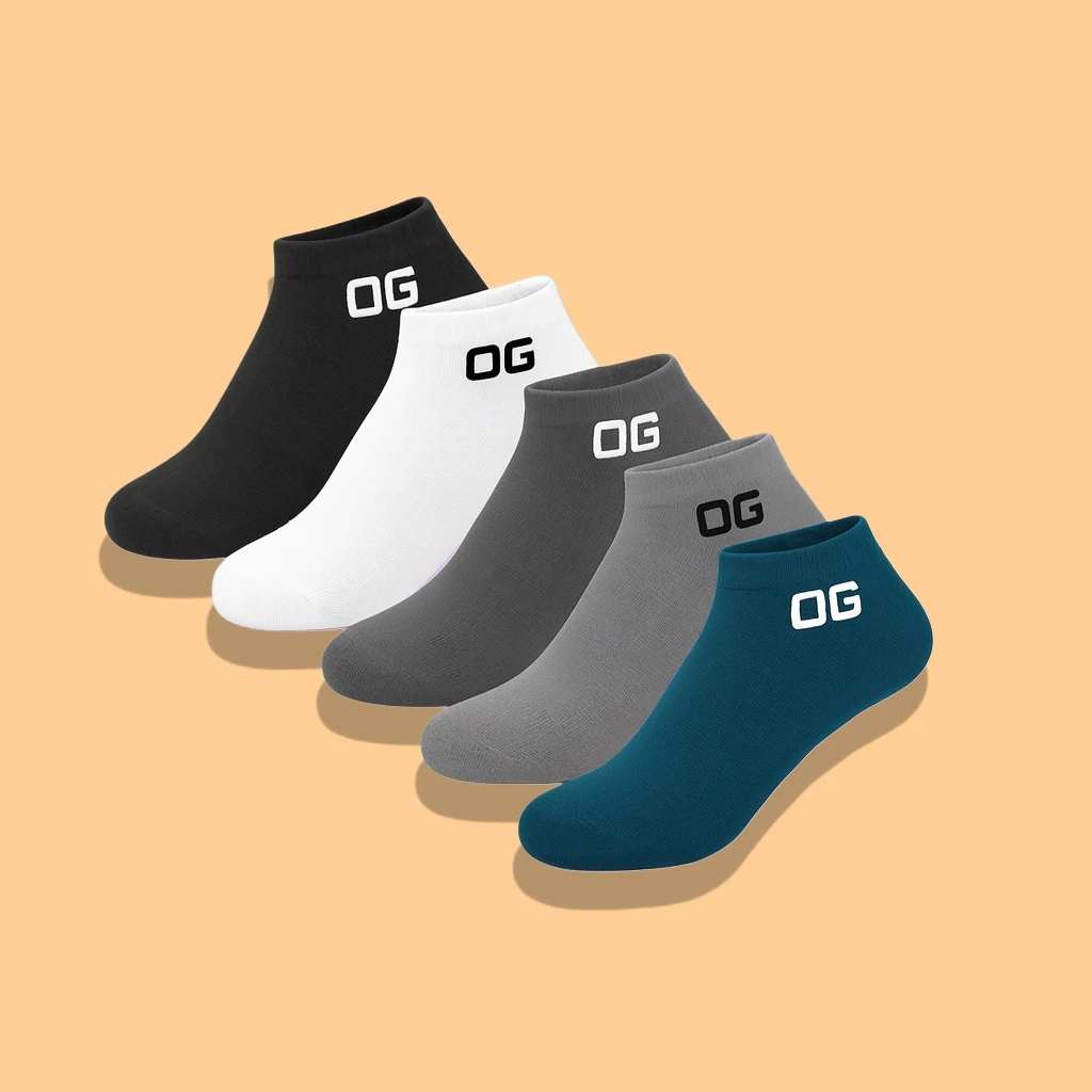 OG Premium Soft Cotton Ankle Socks – Breathable Low Cut Casual & Sports Socks (Pack of 5)