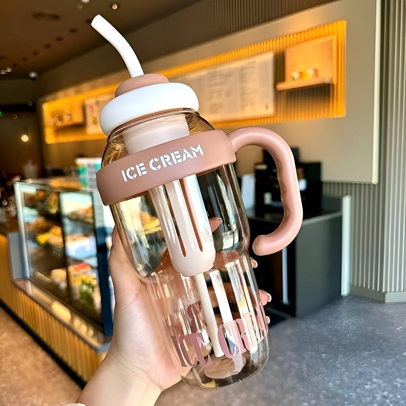 Korean Style Sipper Water Bottle with Straw & Handle | Portable Aesthetic Drinking Bottle for School, Gym & Office