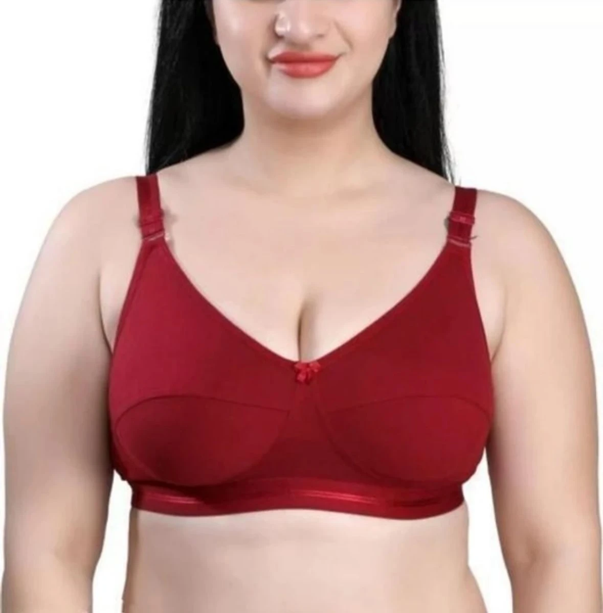 Maroon  SUPER COMFORTABLE NEW LATEST TOP RATED COMFORT AND SUPPORTIVE CLASSIC DESIGN LADIES NON PADDED WIRE FREE LINGRIES BRA