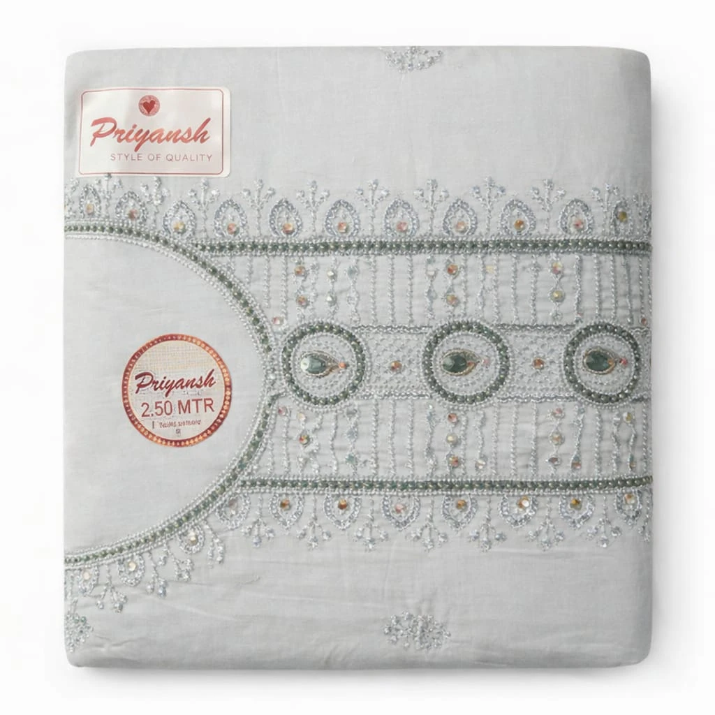 Priyansh White Embroidered Suit | Premium Stone Work Dress Material | Party Wear Designer Suit for Women
