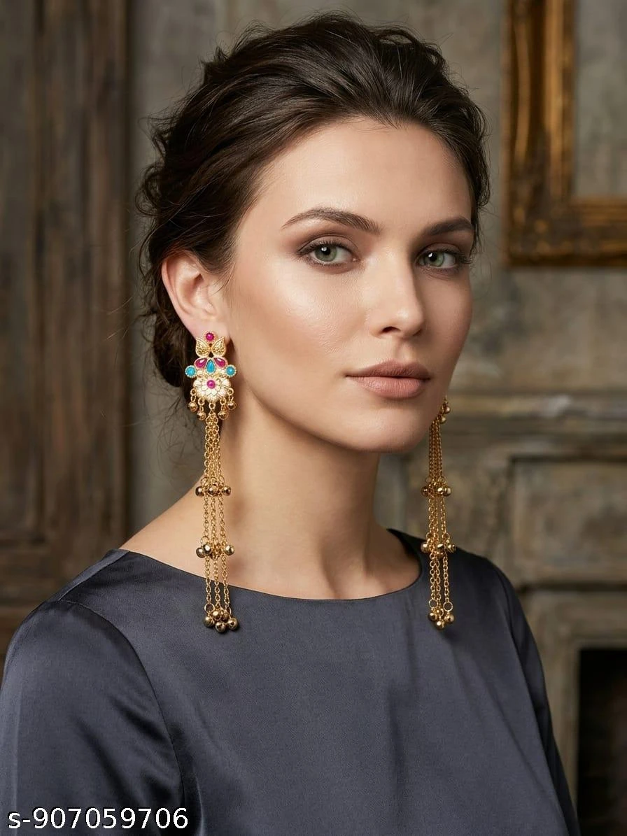 Traditional Kashmiri Long Chain Earrings