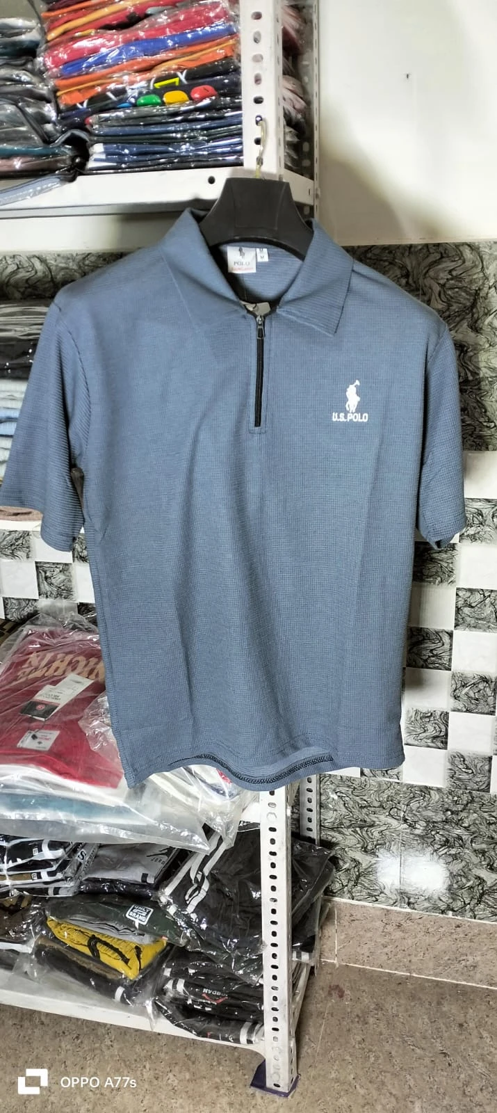 Men's Premium Half Zip Polo T-Shirt | Stylish Light Blue Casual Wear