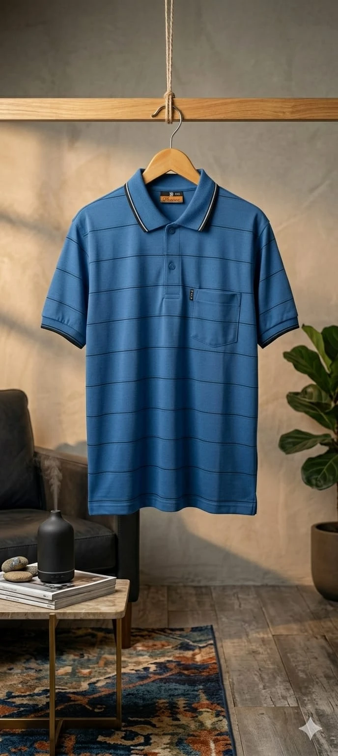 MEN'S COTTON BLEND STRIPE POLO TEE