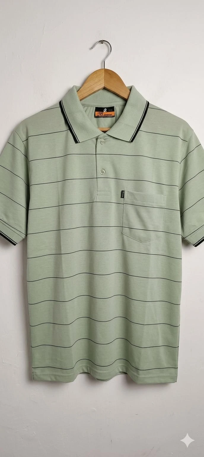 MEN'S COTTON BLEND STRIPE POLO TEE