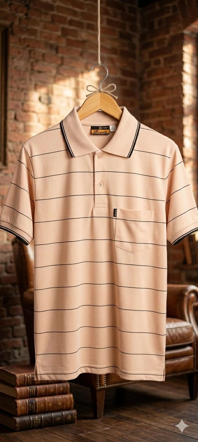 MEN'S COTTON BLEND STRIPE POLO TEE