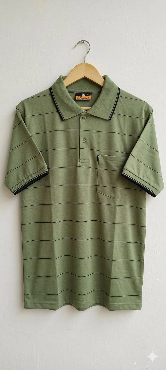 MEN'S COTTON BLEND STRIPE POLO TEE