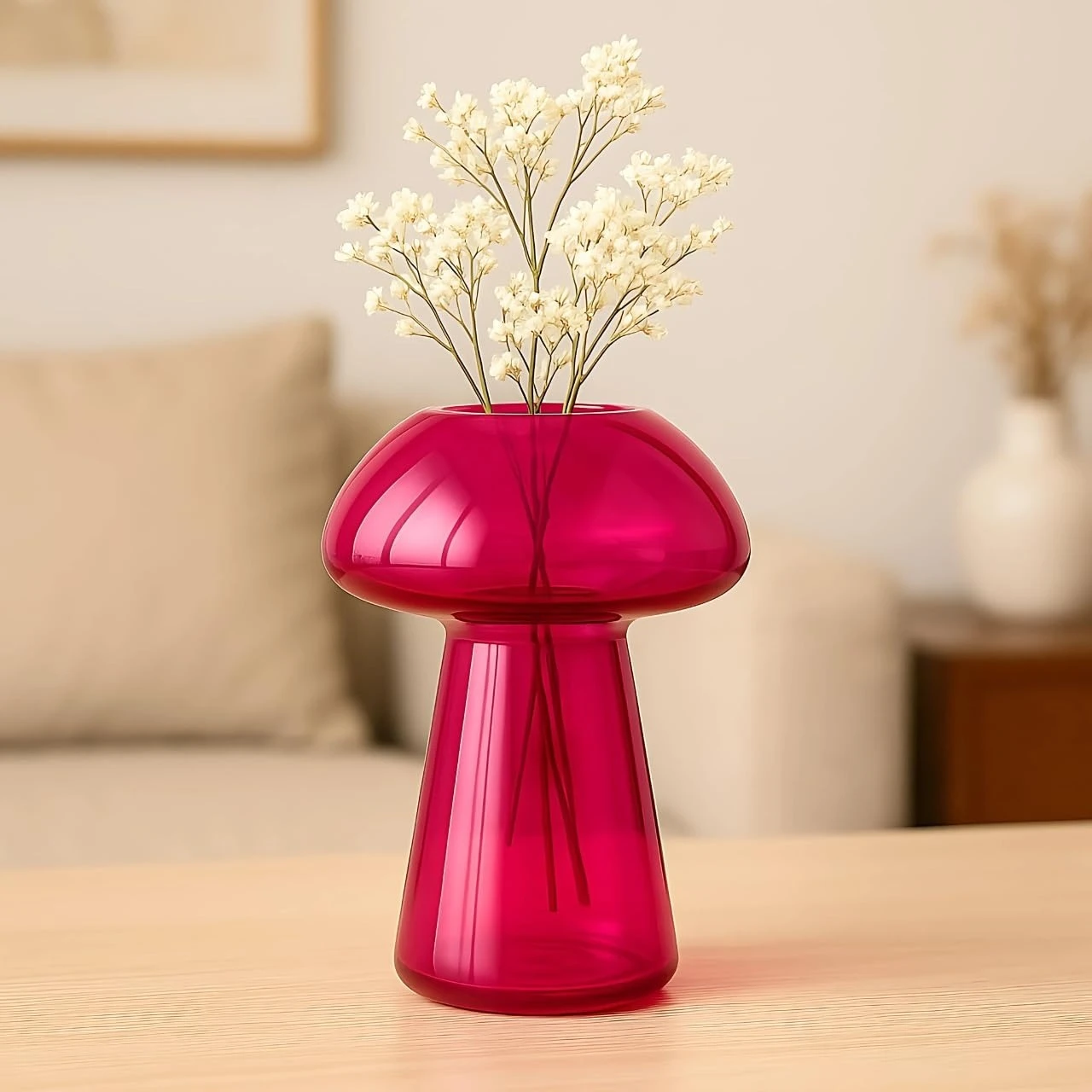 Elegant Pink Glass Vase with Baby’s Breath Flowers | Modern Home Decor Inspiration 🌸