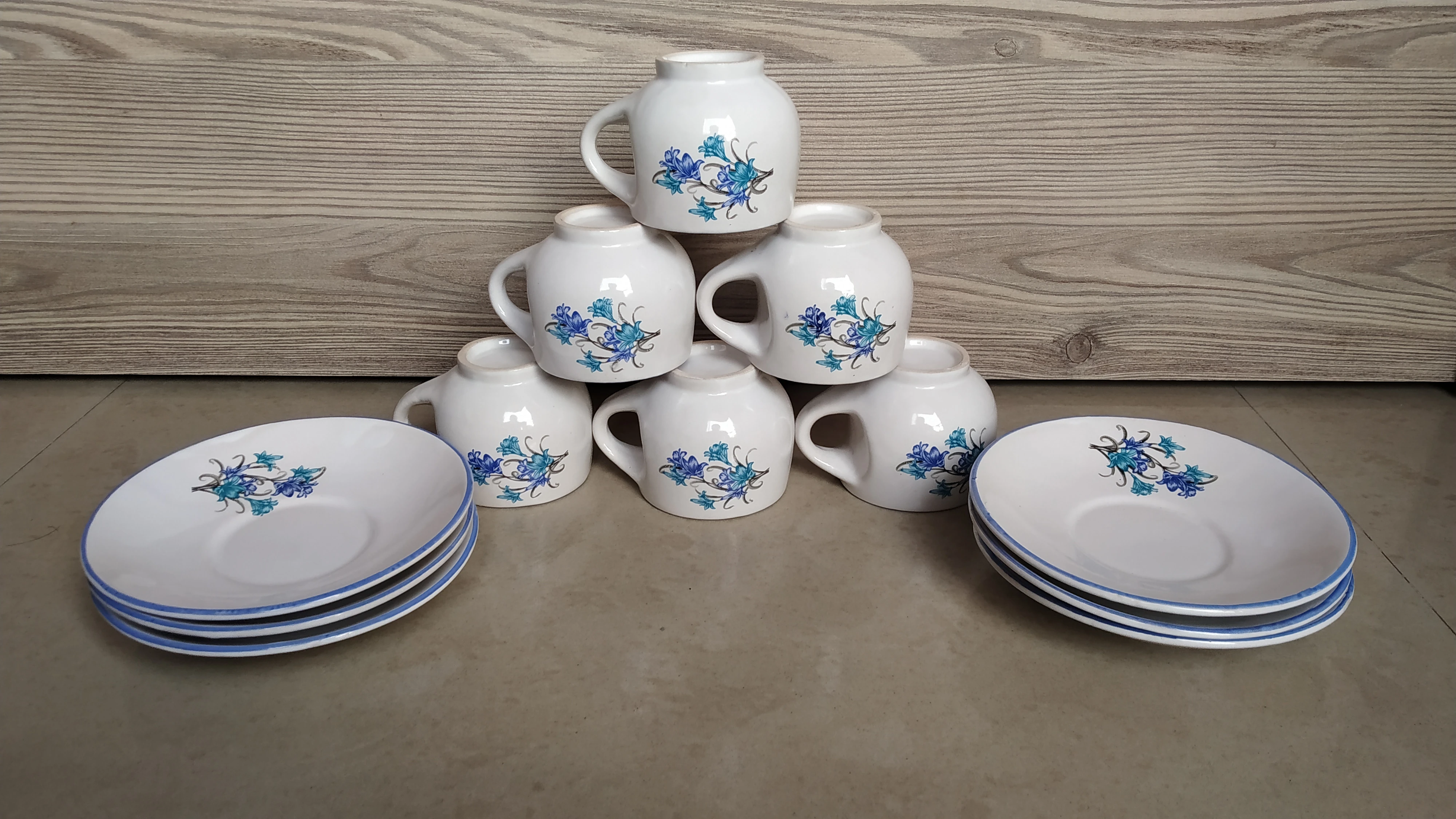 Cup and Saucer Set of 6 Tea/Coffee Cups, 140 ml Each, Microwave & Dishwasher Safe, Bone-Ash Free, Crockery Set Ideal for Daily Use & Gifting