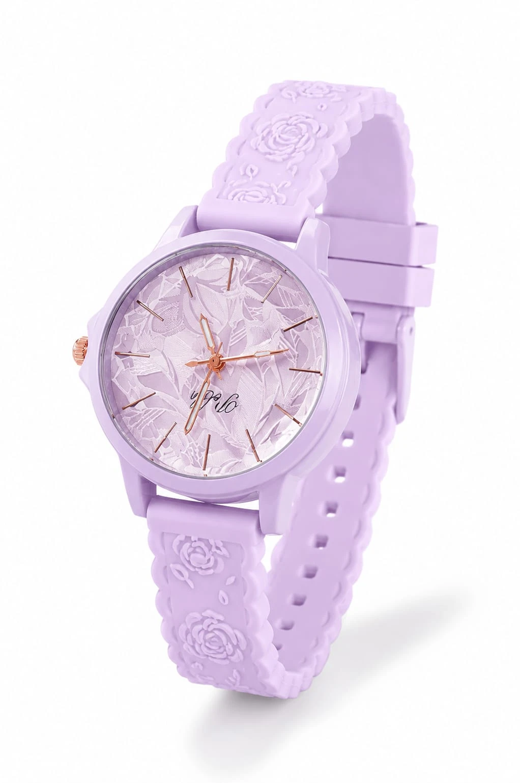 Elegant Floral Pink Silicone Strap Analog Watch for Women & Girls | Stylish Casual Wrist Watch