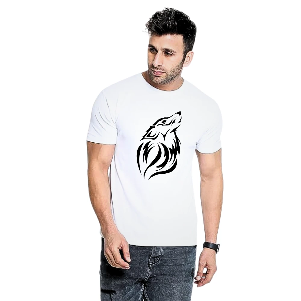 Men's Wolf Graphic Printed T-Shirt | Stylish Animal Print Round Neck Half Sleeve Casual T-Shirt for Men