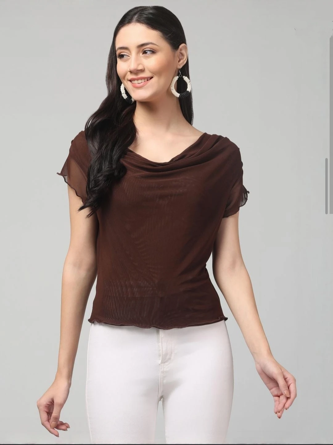 MIRABI Square Neck MESH NET  CROP TOP