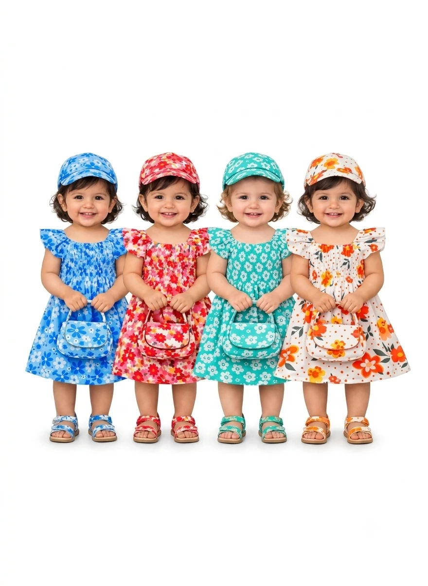 baby girl cotton frock jhabla printed dresses combo pack of 4
