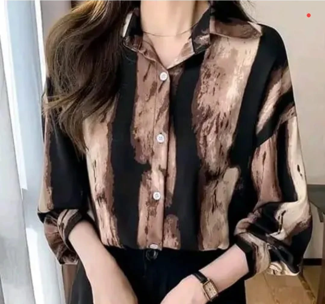 Women’s Trendy Printed Satin Shirt Top | Stylish Casual & Office Wear Shirt for Girls