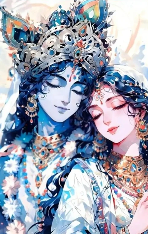 Radha Krishna Premium Abstract Art Painting | Divine Love Spiritual Wall Decor for Home