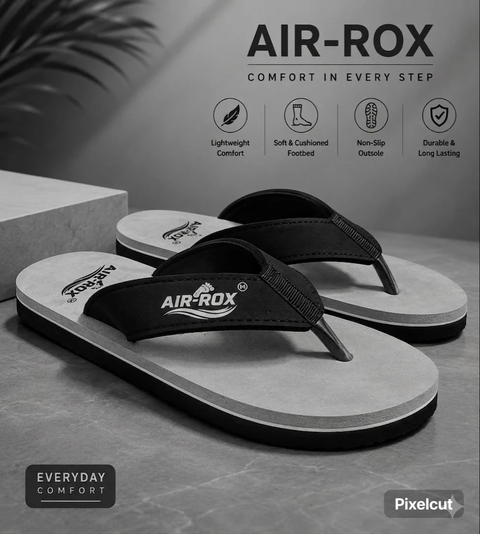 Men's Stylish Black Flip Flops | Comfortable Casual Outdoor Slippers for Men