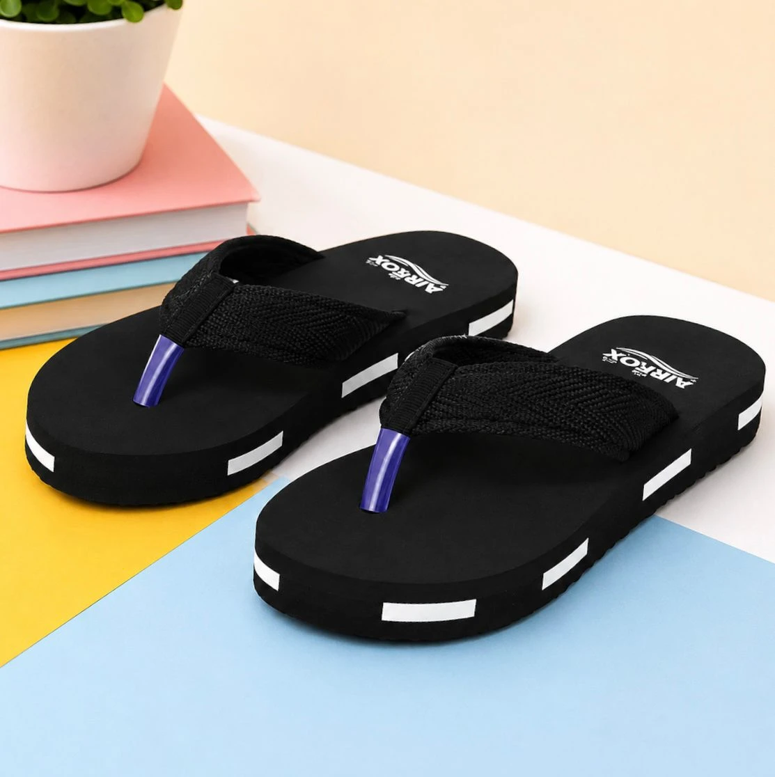 Men's Stylish Black Flip Flops | Comfortable Casual Outdoor Slippers for Men