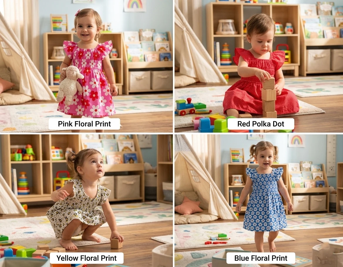 baby girl cotton frock printed dresses combo pack of 4