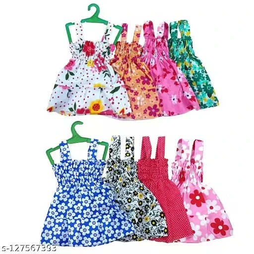 baby girl cotton frock jhabla printed dresses combo pack of 8