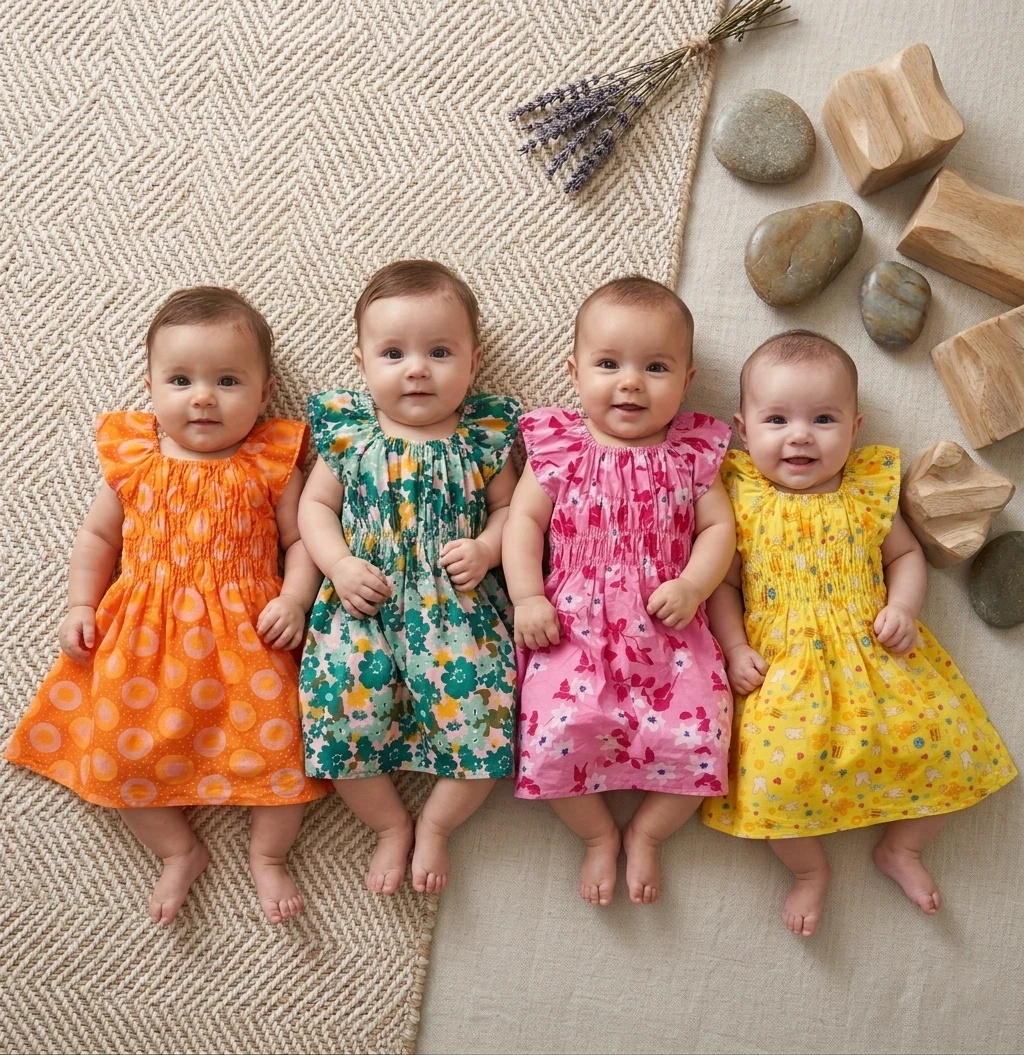 baby girl cotton frock jhabla printed dresses combo pack of 4