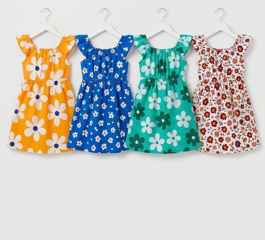 baby girl cotton frock printed dresses combo pack of 4