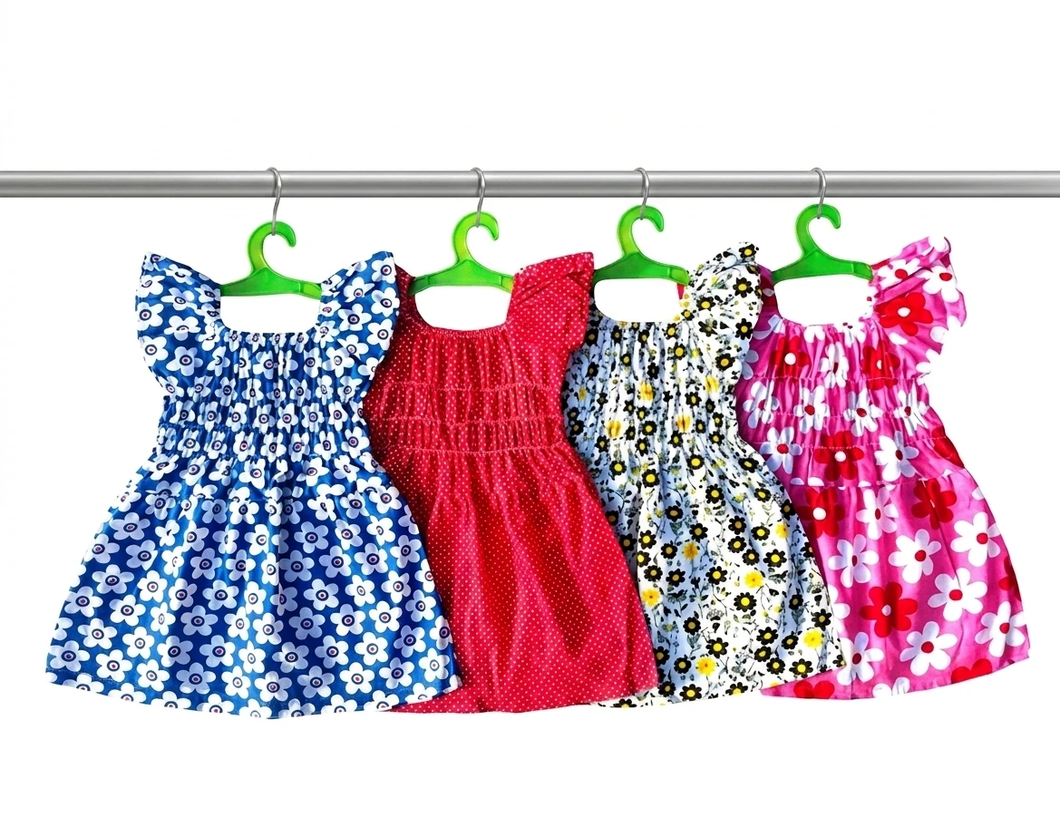 baby girl cotton frock printed dresses combo pack of 4