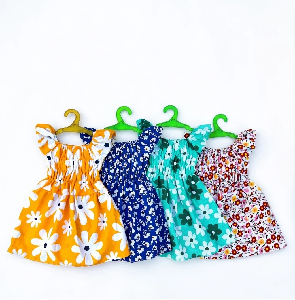 baby girl cotton frock jhabla printed dresses combo pack of 4