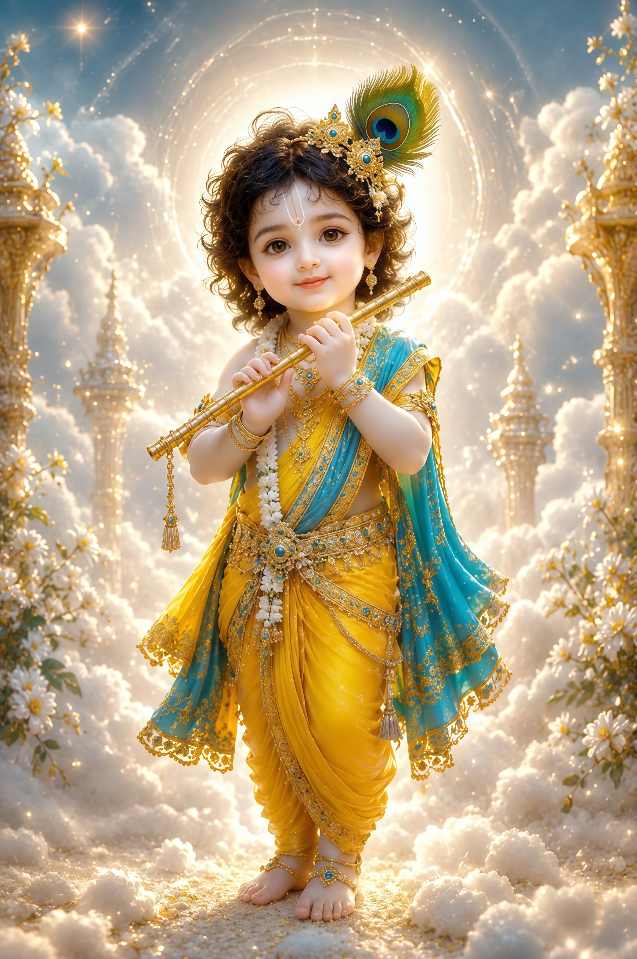 Baby Krishna Wall Poster | Cute Bal Krishna HD Wall Art for Home & Temple Decor (12x18 Inch) unframe
